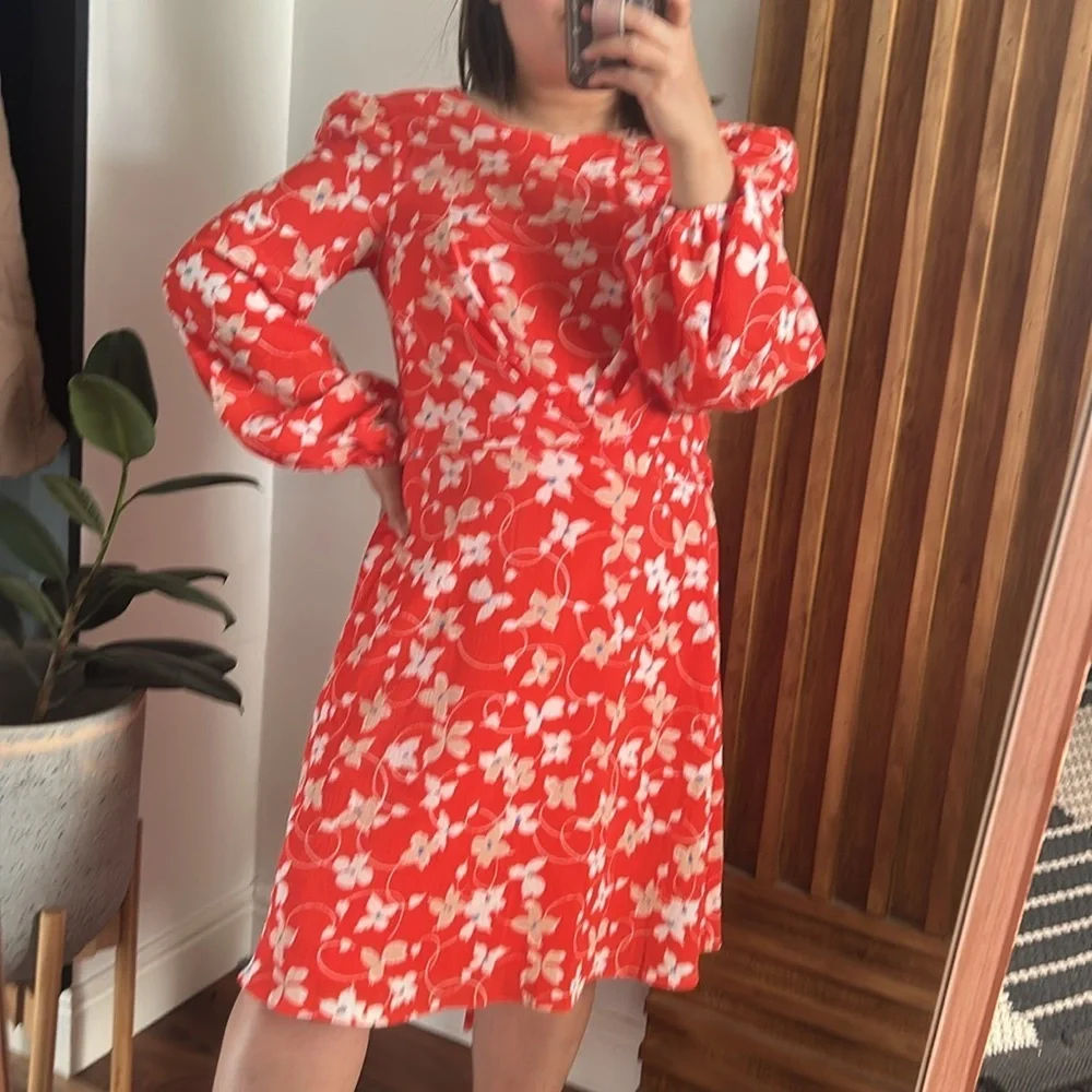 ELIZA J Floral Belted Ballon Sleeve Dress. Size 6